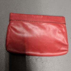Red leather clutch with magnetic closure